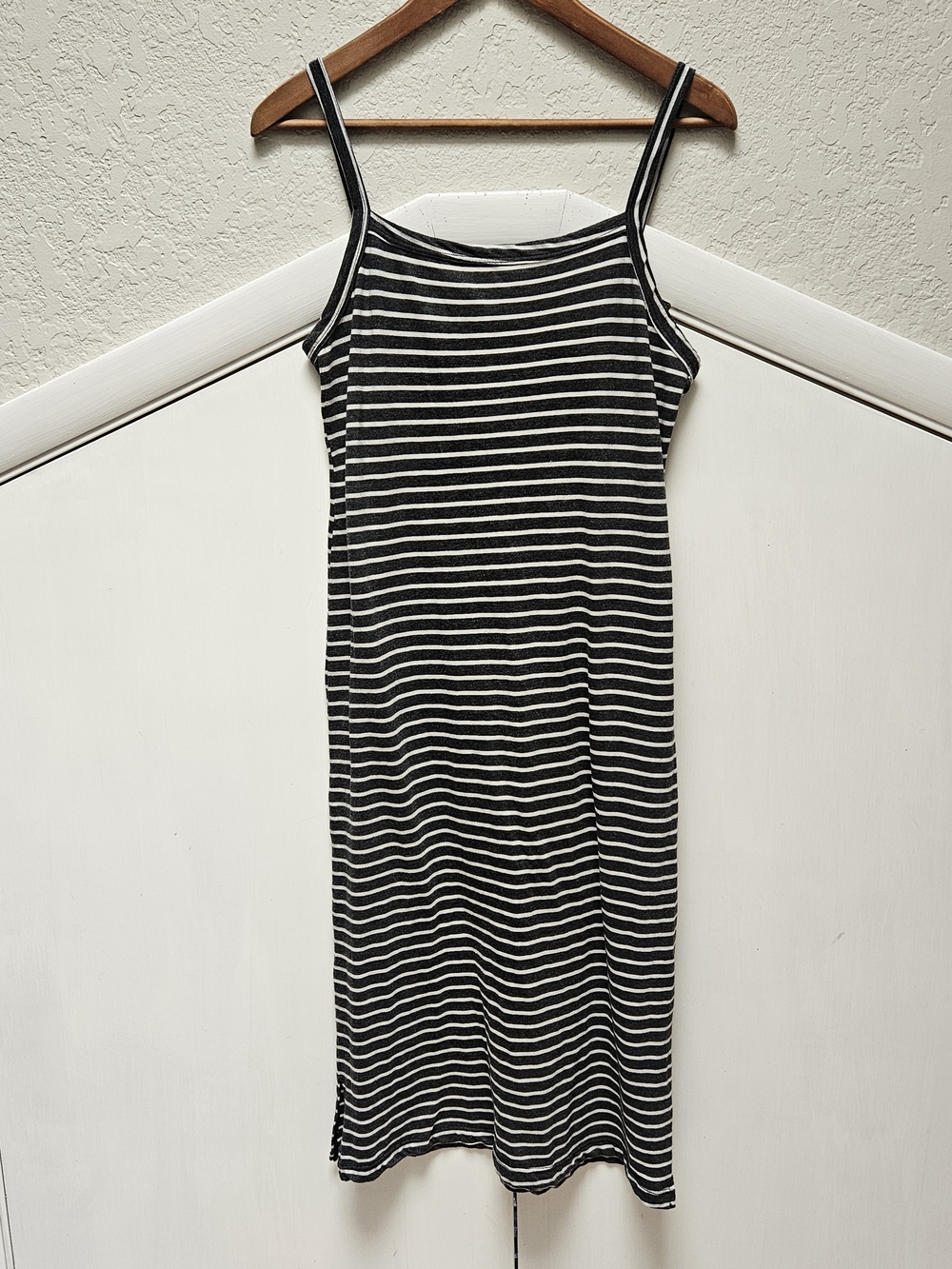 T.La Black and White Striped Midi Slip Dress